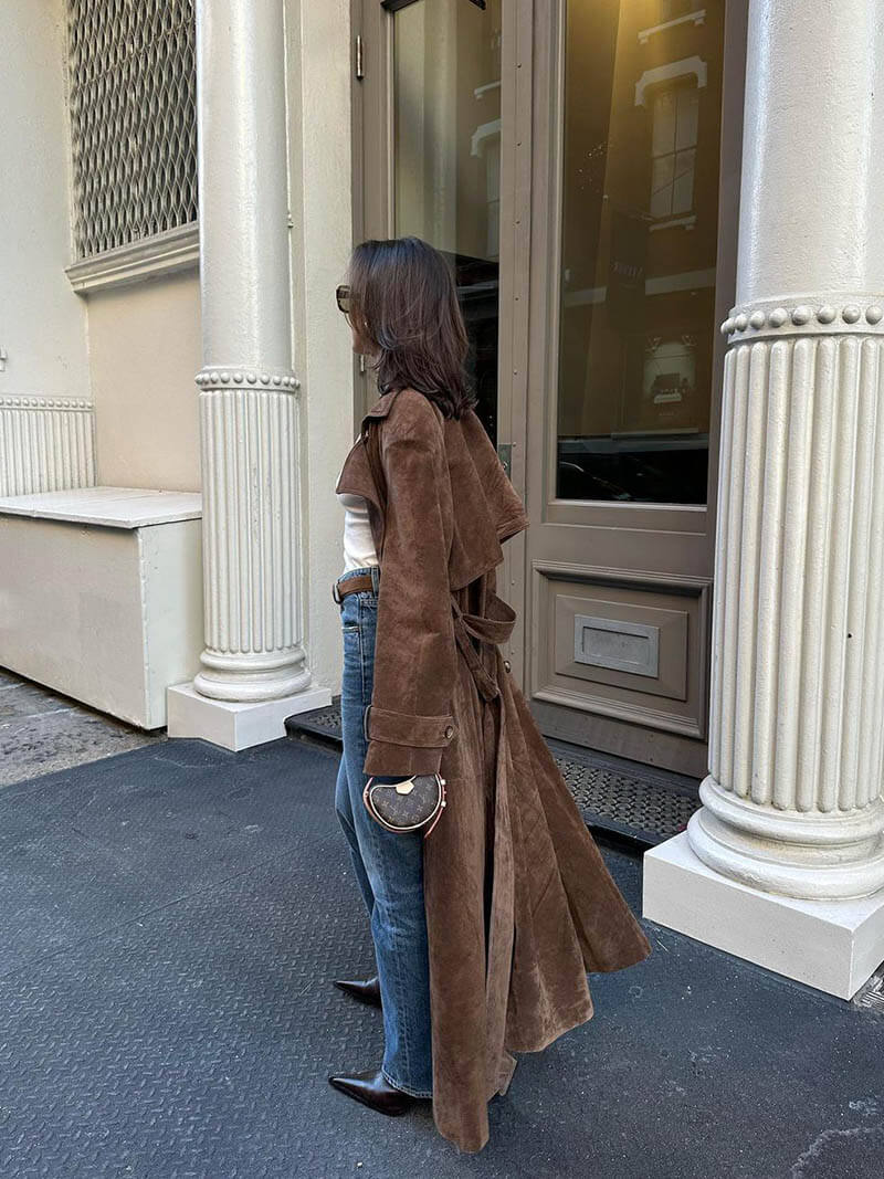 Elegant Suede Winter Trenchcoat